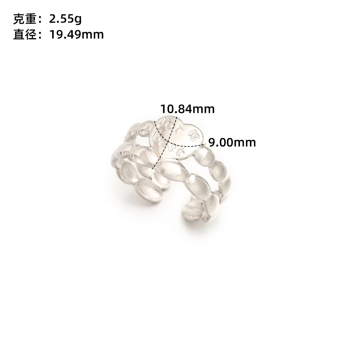 Stainless steel love open ring