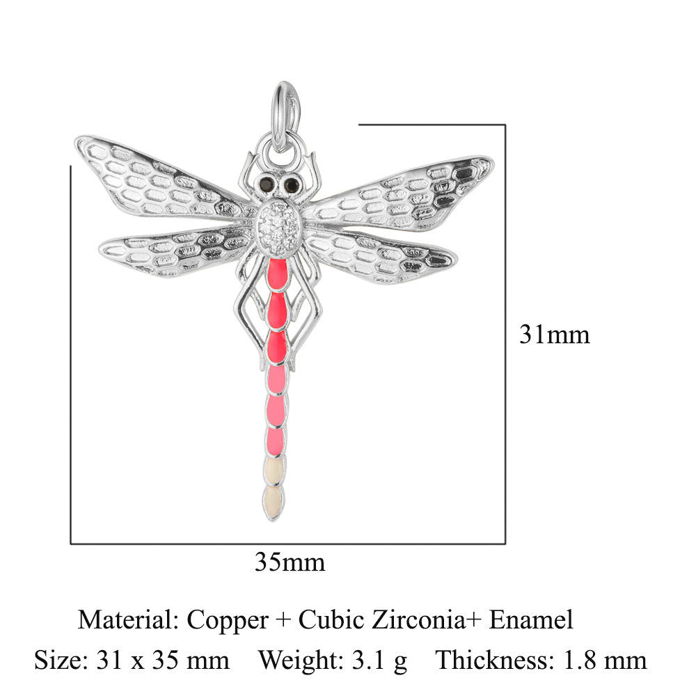 Bee Butterfly Dragonfly Copper Zircon Pendant Devil's Eye