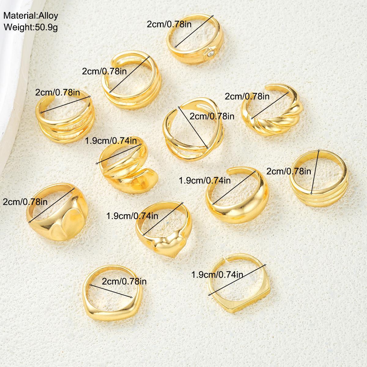 12Pcs Irregular Geometric Ring Set