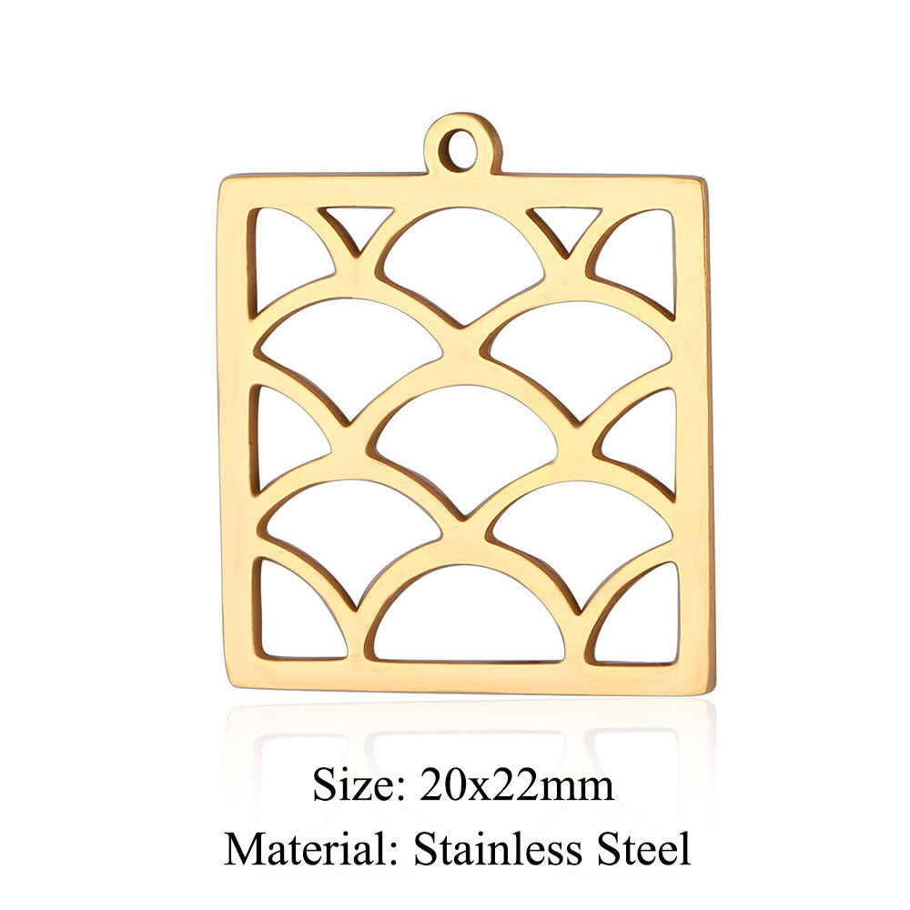 5 pcs/titanium steel hollow geometric shape large pendant heart shape square