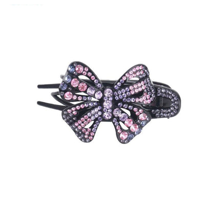 Bow three-tooth duck bill clip rhinestone grab clip
