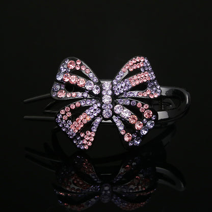 Bow three-tooth duck bill clip rhinestone grab clip
