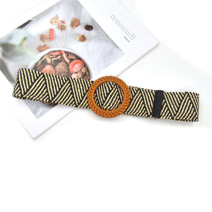 Cotton and linen elastic woven elastic belt