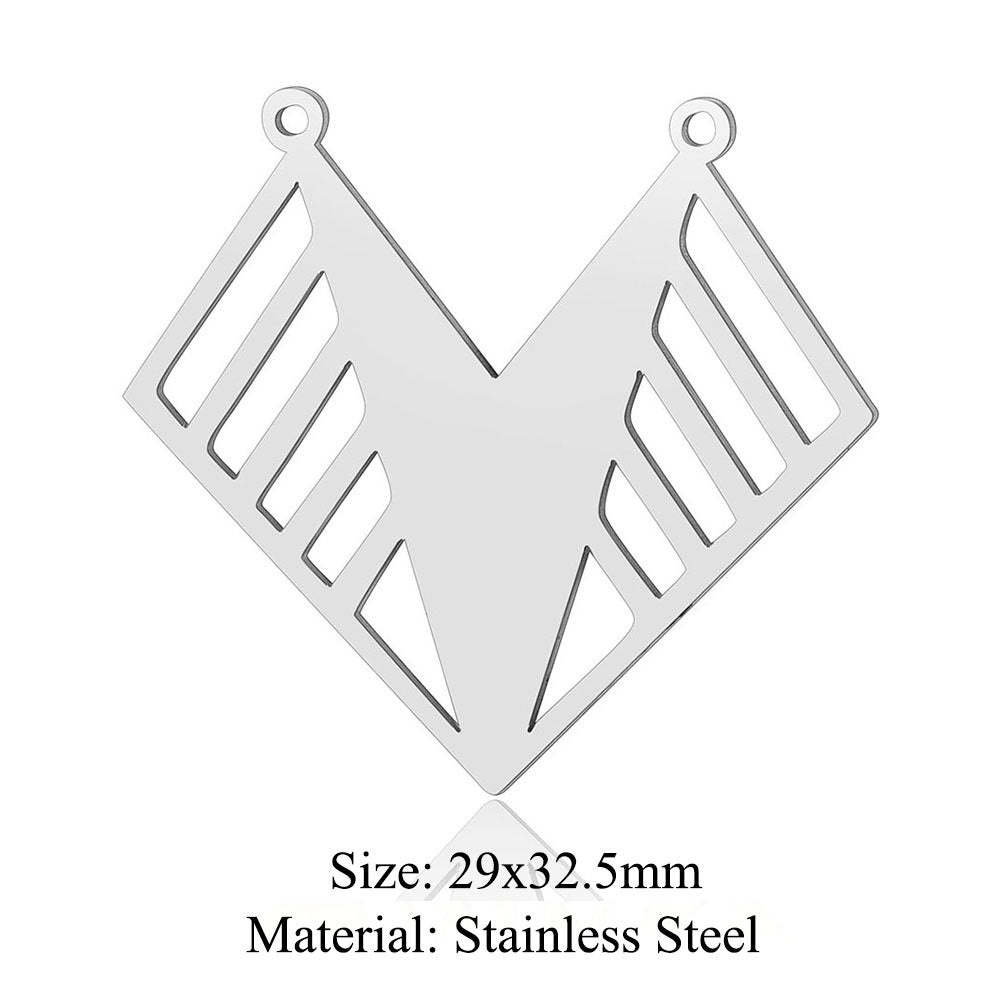 5 pcs/titanium steel hollow geometric shape large pendant heart shape square