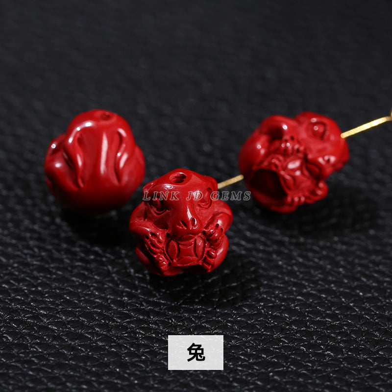 Raw mineral emperor sand twelve zodiac cinnabar loose beads