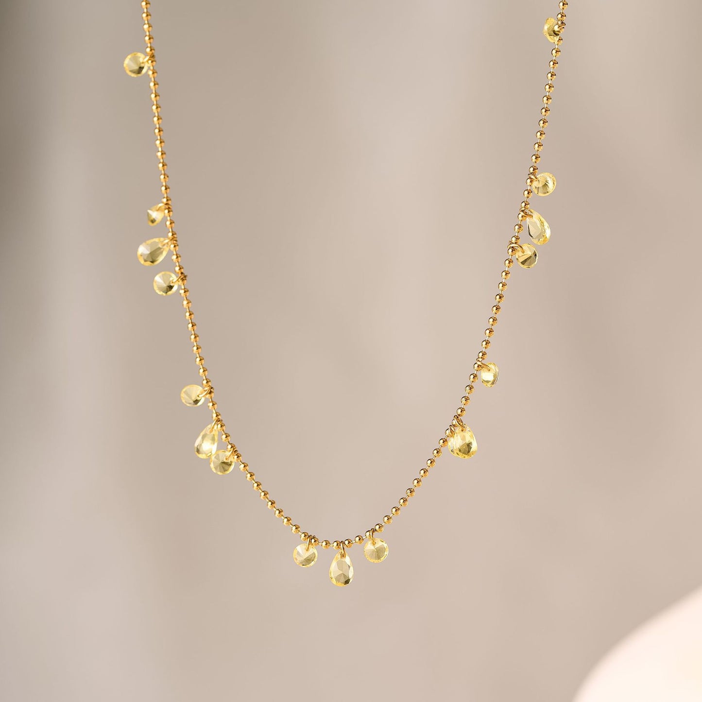 Titanium Steel Olive Green Drop Necklace