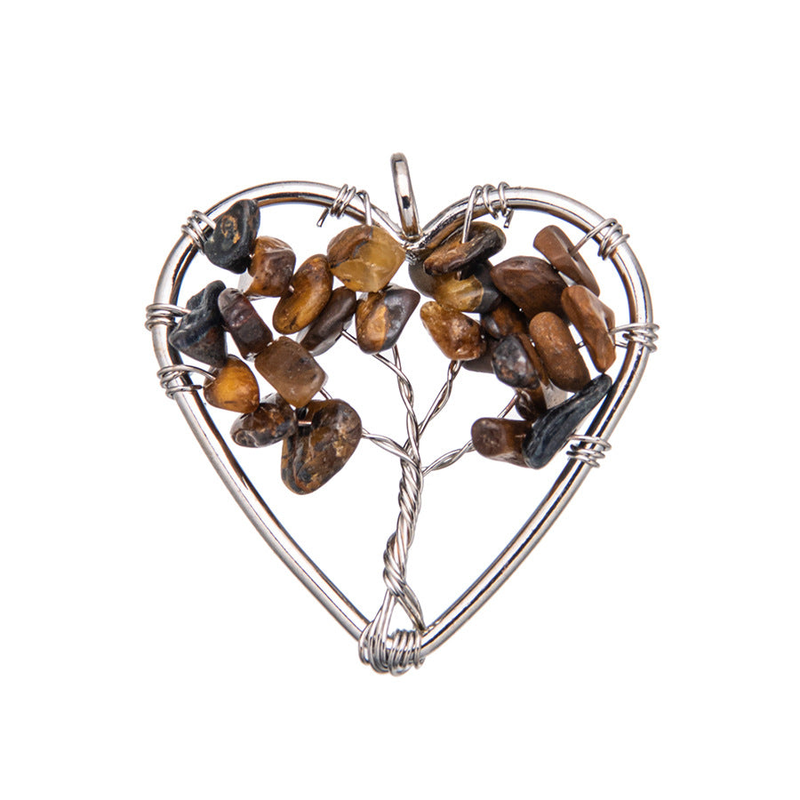 Pingente de coração de pedra britada de cristal de 3cm 