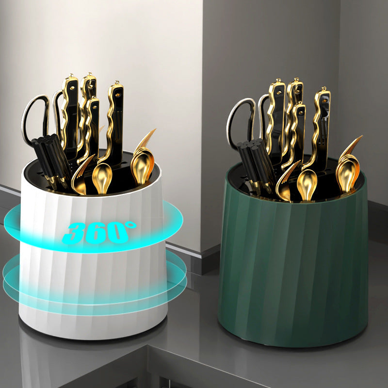 Rotating Kitchen Knife Block with Chopstick Holder