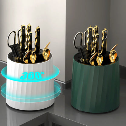 Rotating Kitchen Knife Block with Chopstick Holder