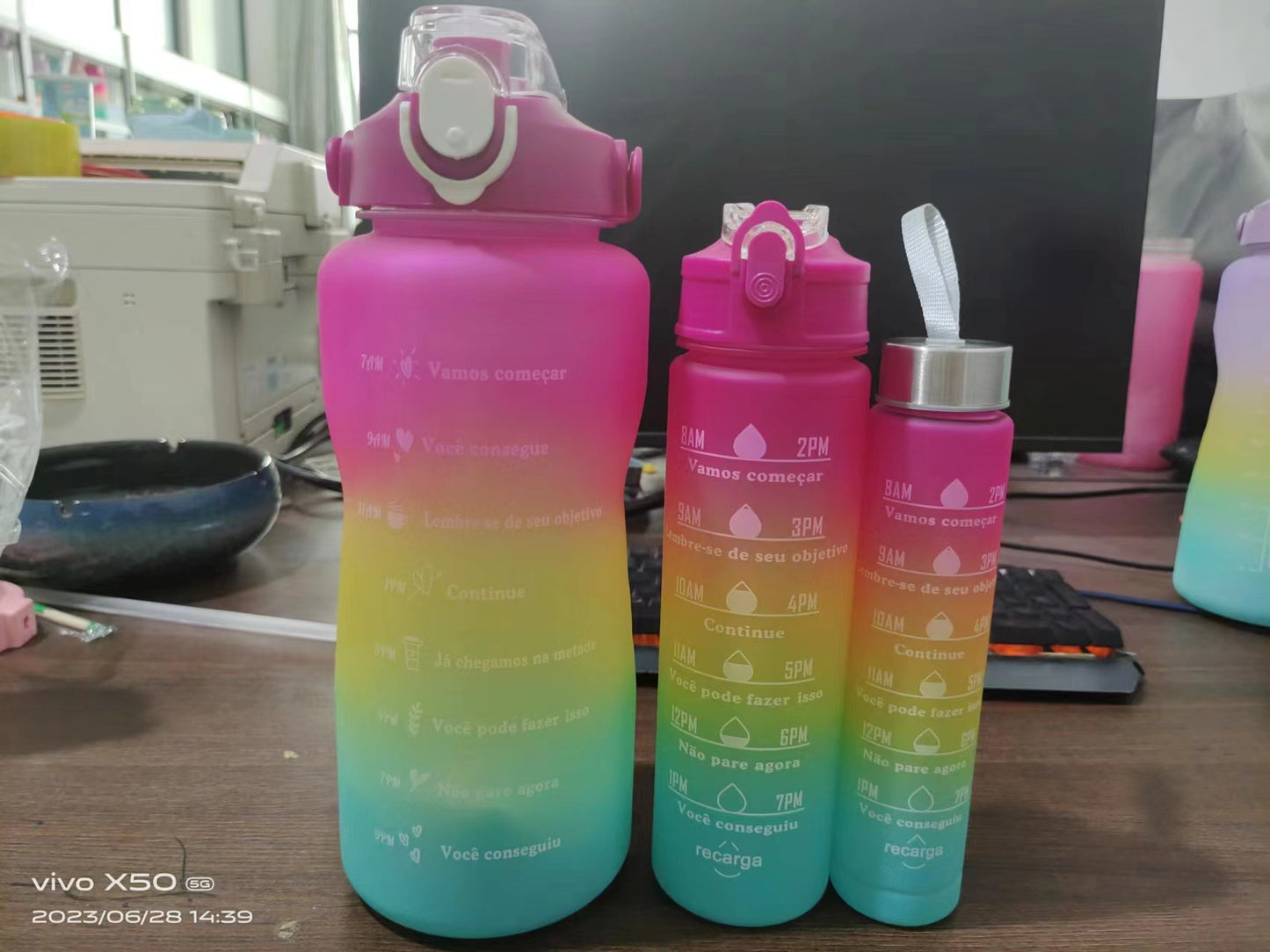 Gradient Color Three-Piece Plastic Bottle Set