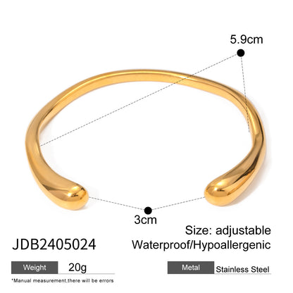18k gold stainless steel open bracelet