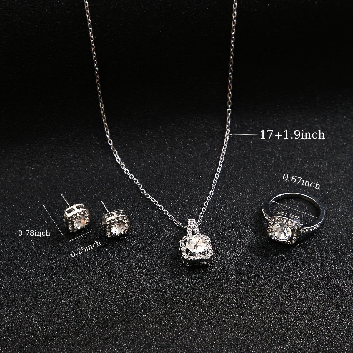 Zircon Square Diamond Jewelry Set
