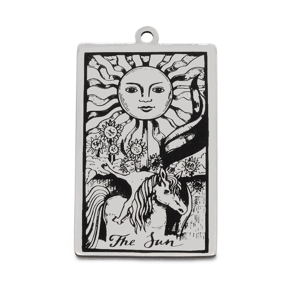 5 pcs/bag Tarot titanium steel pendant retro