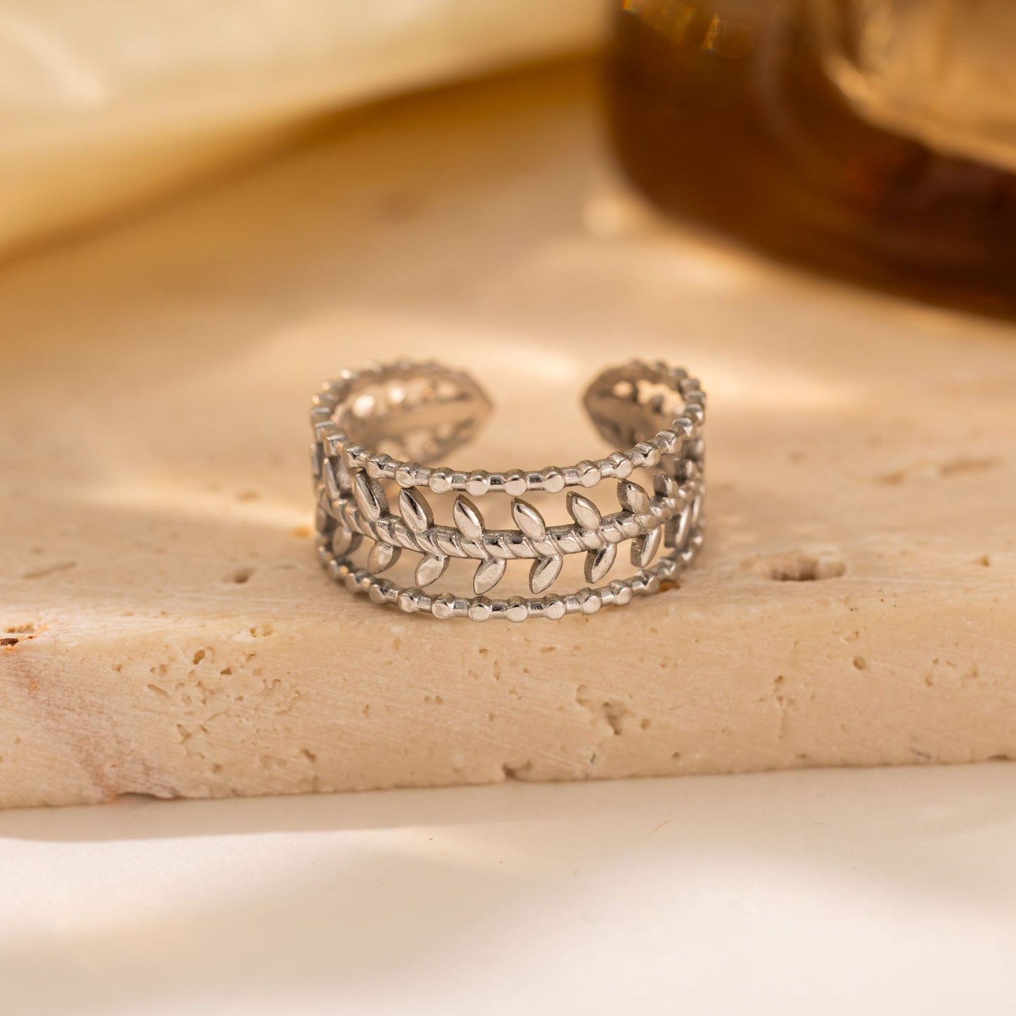 Titanium Steel Leaf Ring