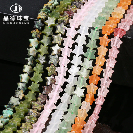 Cuentas sueltas de pentagrama de cristal natural de 6 mm 