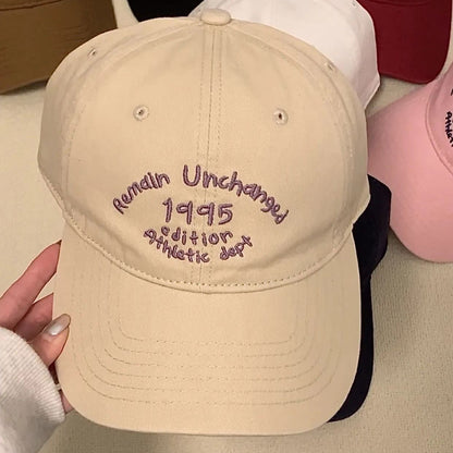 Embroidered Wide-Brim Baseball Cap