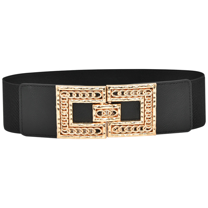 fashion Elastic elastic pair buckle wide belt
