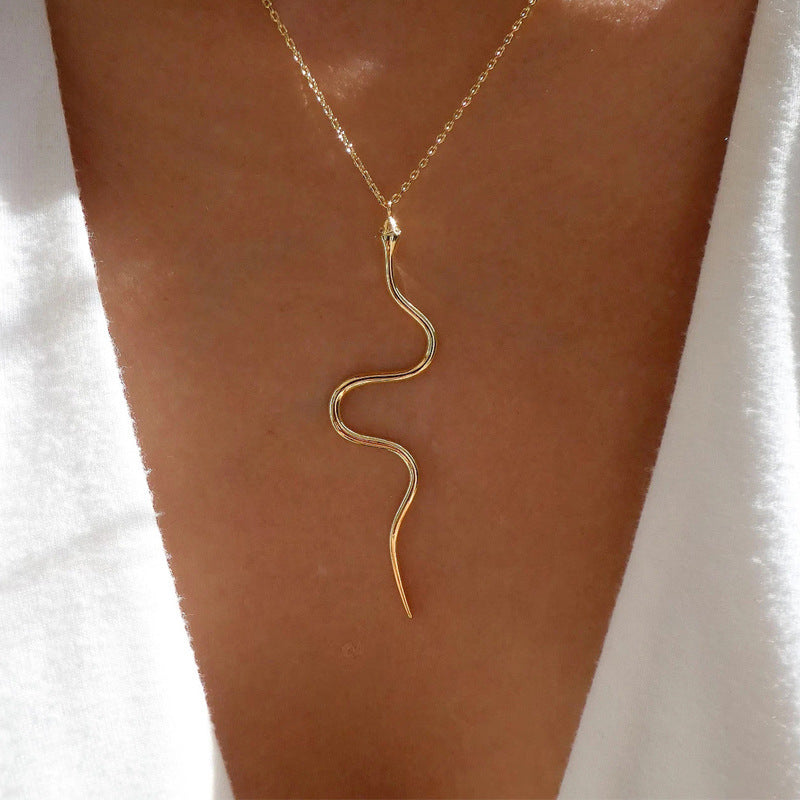 Rose Gold Snake Pendant Necklace