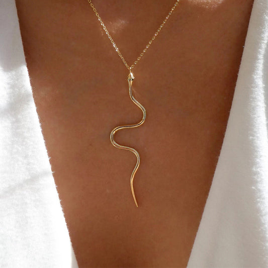 Rose gold snake pendant necklace