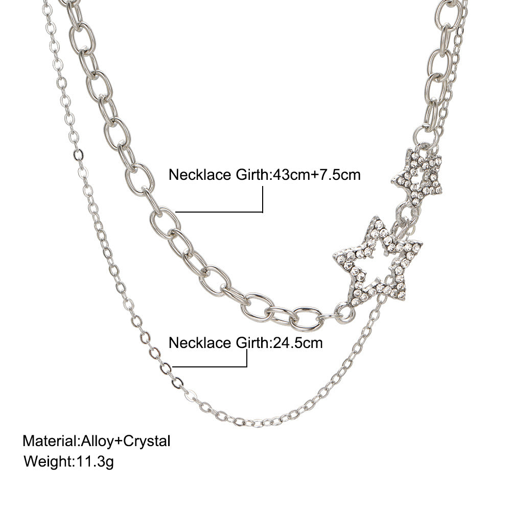 Rhinestone Star Double-Layer Necklace