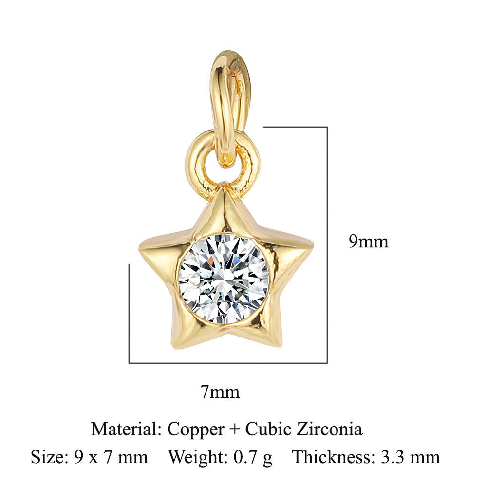 Copper Zircon Star Moon Palm Foot Pendant