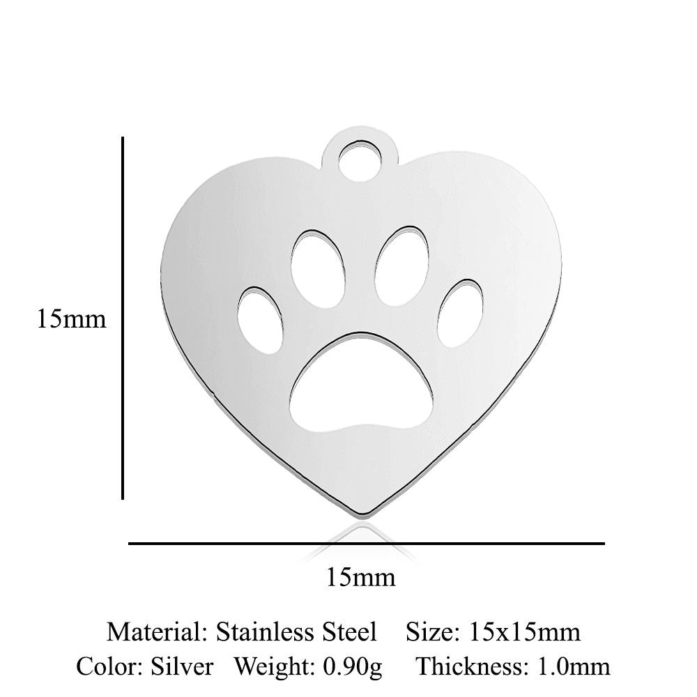 Paquete de 5 unidades, colgante de acero de titanio con diamantes de amor, colgante de huella digital. 