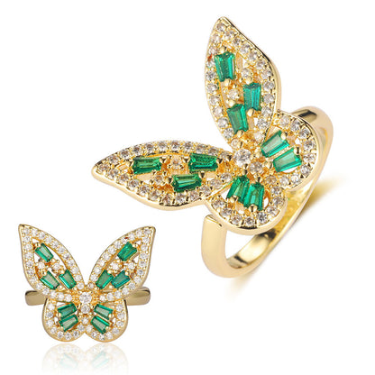 Butterfly Mermaid Tail Snake Copper Zircon Ring