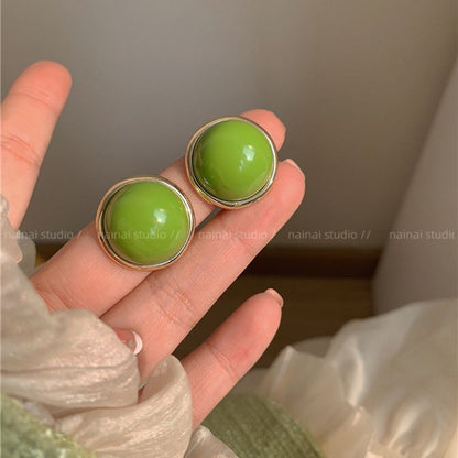 Vintage avocado green stud earrings for women