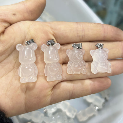 Pingente de ágata esculpida em cristal urso violento 