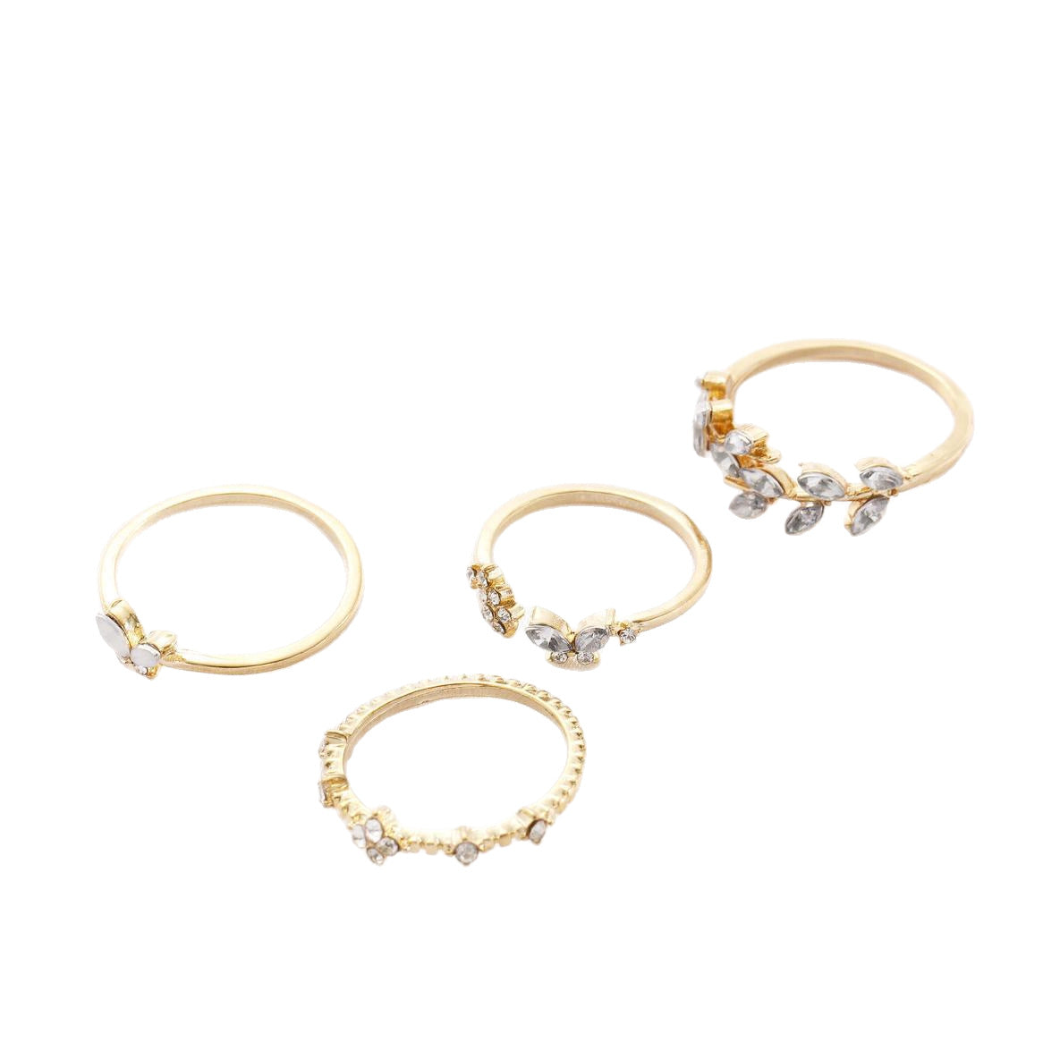 Butterfly & Leaf Stackable Ring Set
