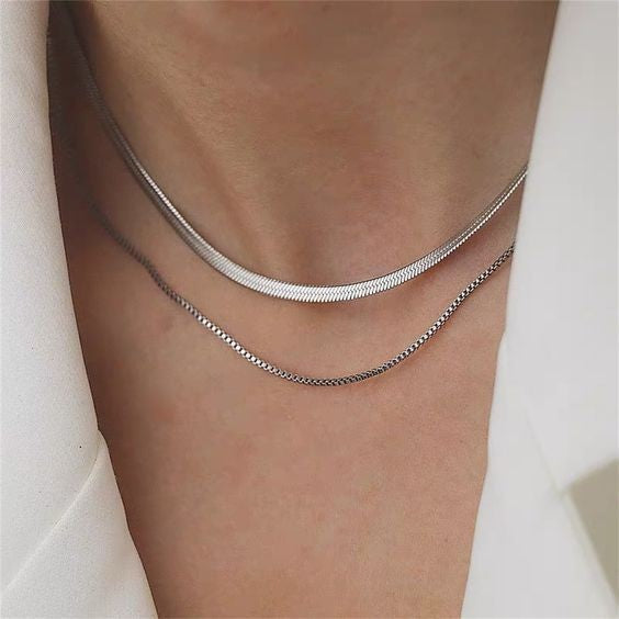 Stacked Snake Bone Chain Necklace