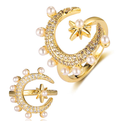 Pearl Flower Love Lock Bow Ring