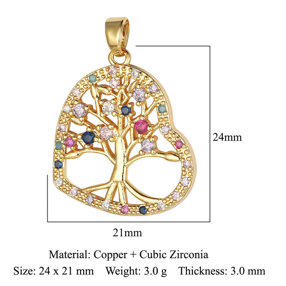 Color zirconium copper micro-inlaid zircon necklace pendant