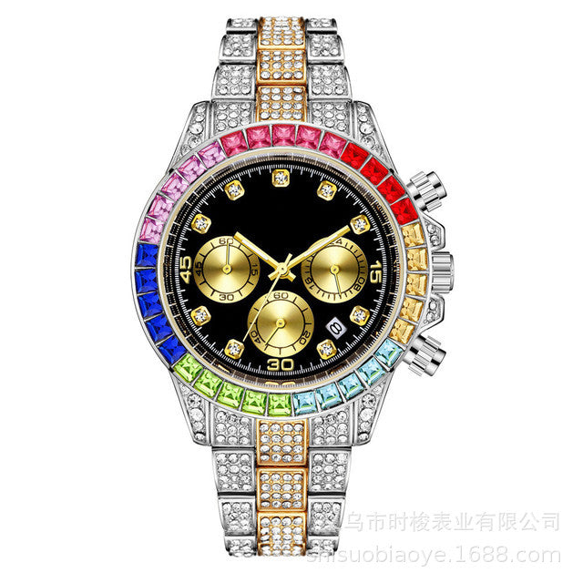 Reloj para hombre con esfera romana y diamantes de imitación 