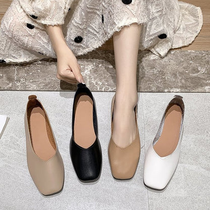 Square head flat sole small single shoes