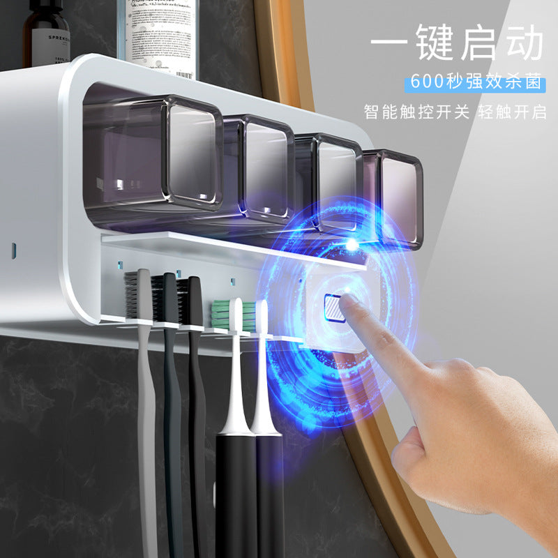 Dual-Sanitizer Toothbrush Holder Wall-Mounted