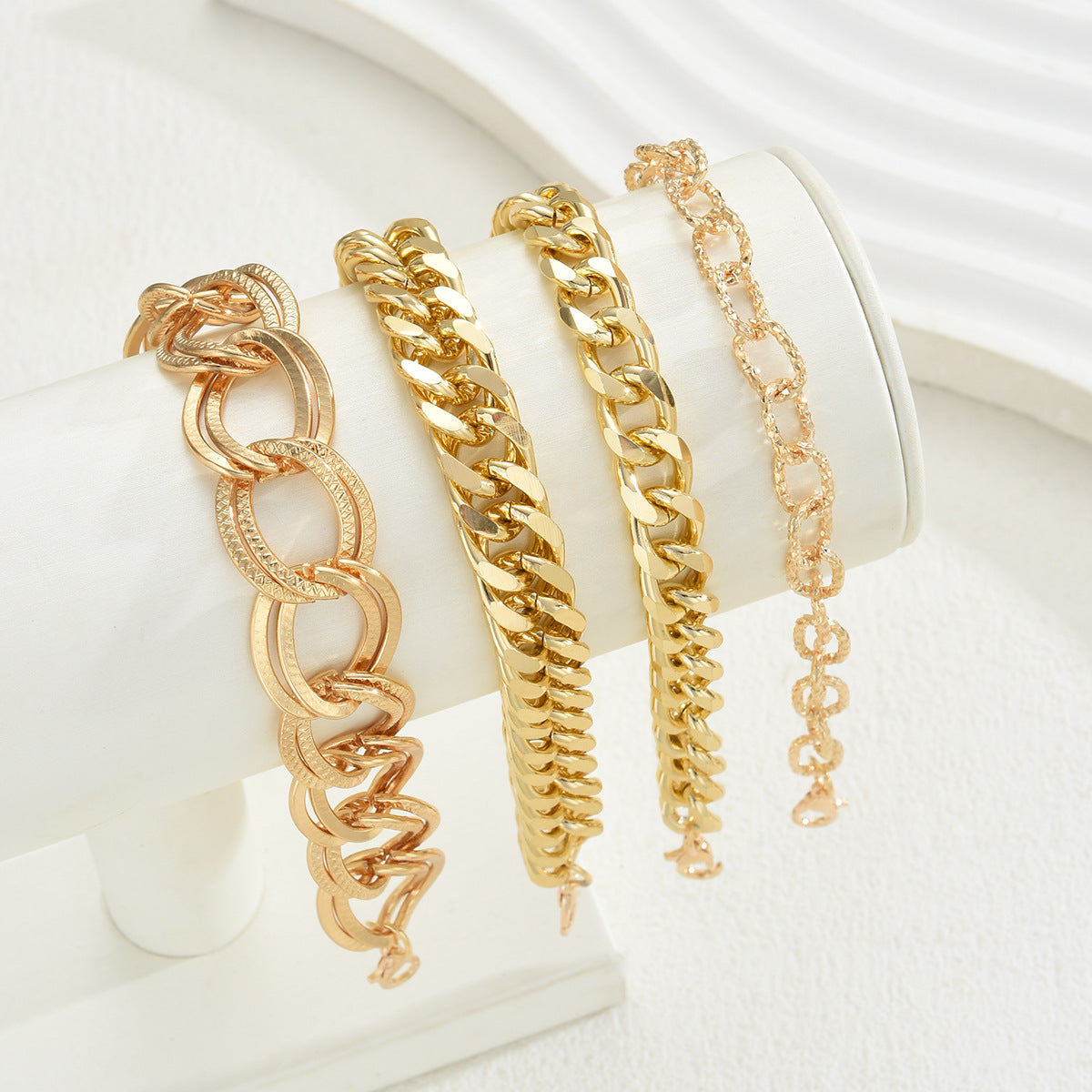 Exaggerated Metal Chain Bracelet Set