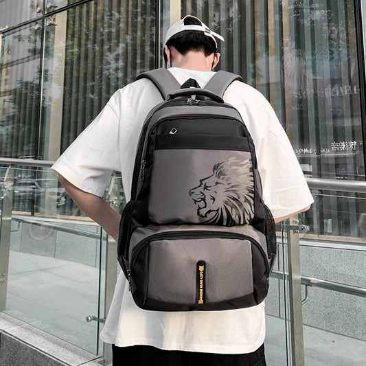 Printed backpack lion pattern