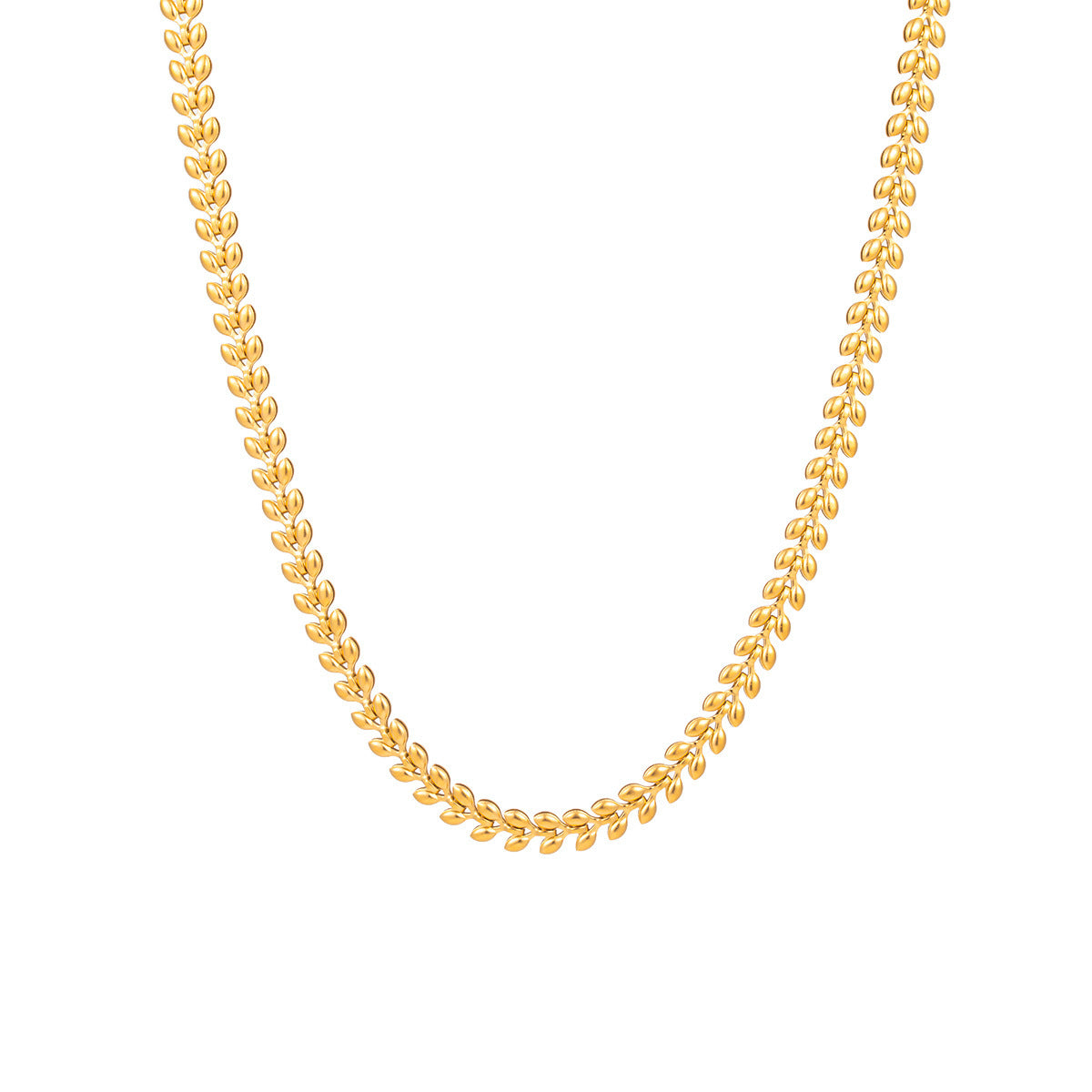 Minimalist Gold Titanium Steel Wheat Chain Necklace