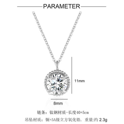 Collar de mariposa de acero de titanio para mujer con incrustaciones de cobre y circonita 5A 