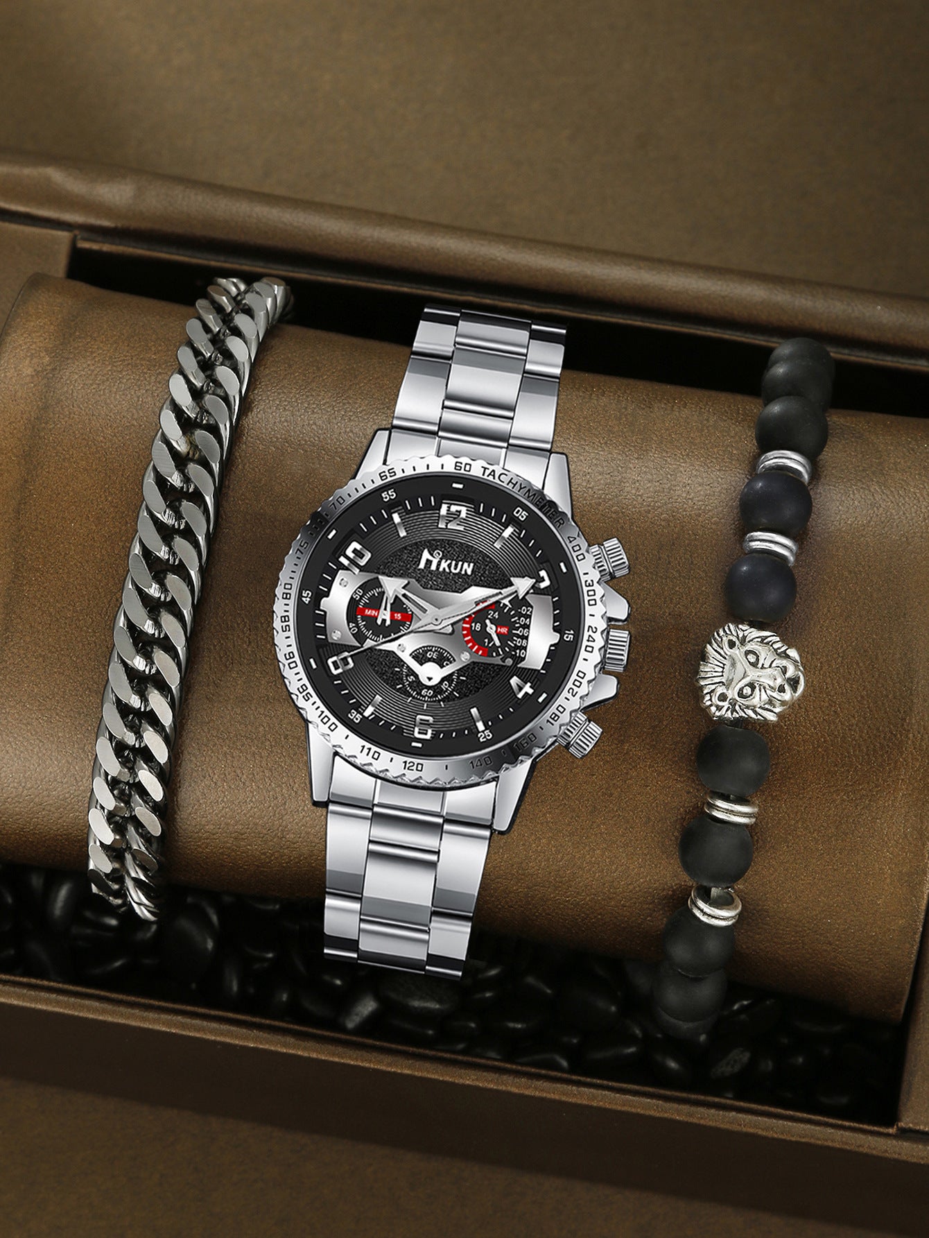 Men's Watch Punk Woven Bracelet Set