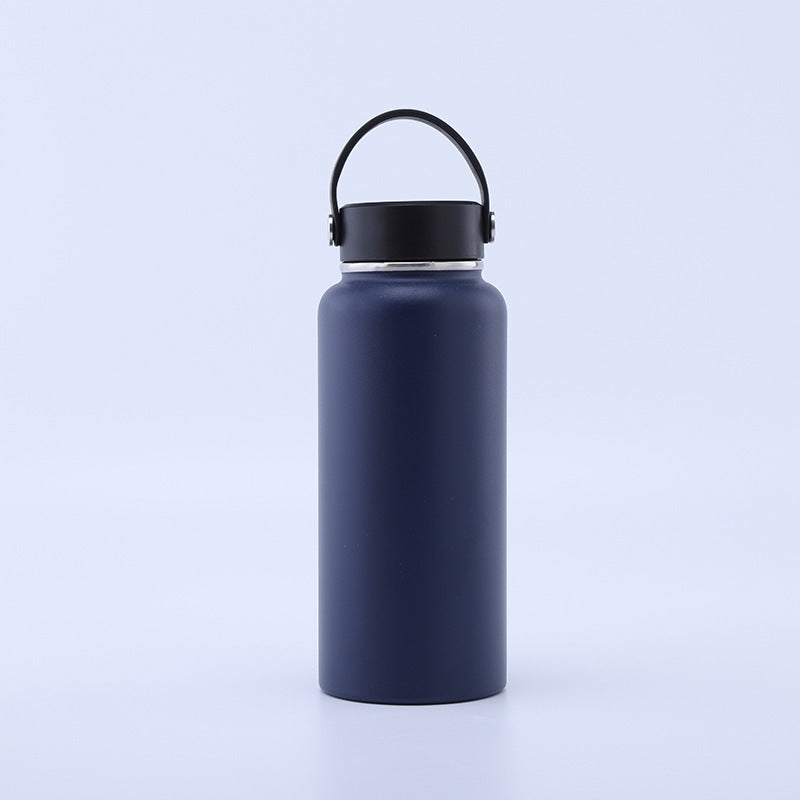 Botella de agua de acero inoxidable 304 con recubrimiento en polvo, portátil para exteriores 