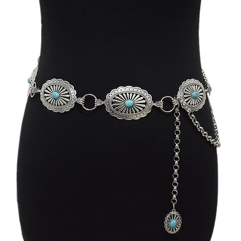 Elliptical Textured Metal Waist Chain