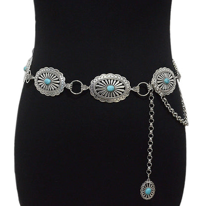 Elliptical Textured Metal Waist Chain