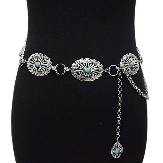 Elliptical Textured Metal Waist Chain