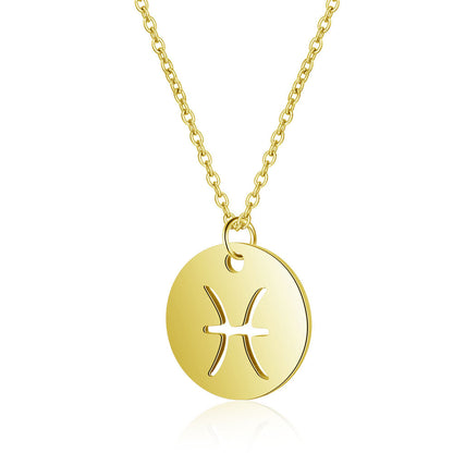 Twelve constellations titanium steel necklace