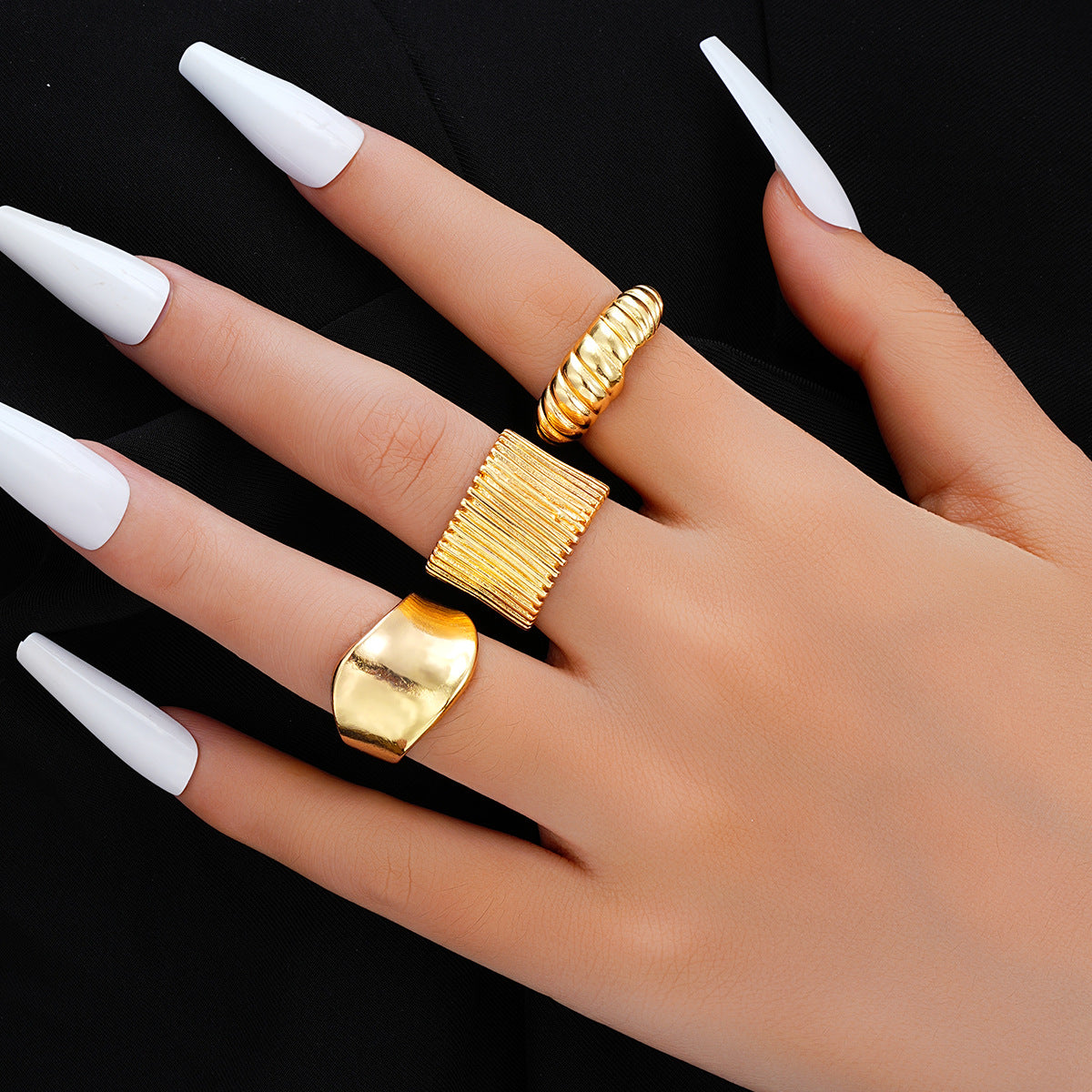 Gold Irregular Open Ring Set