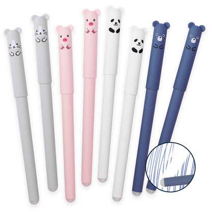 Pen Bear Head Erasable Gel Pen Bullet 0.5mm Black Blue