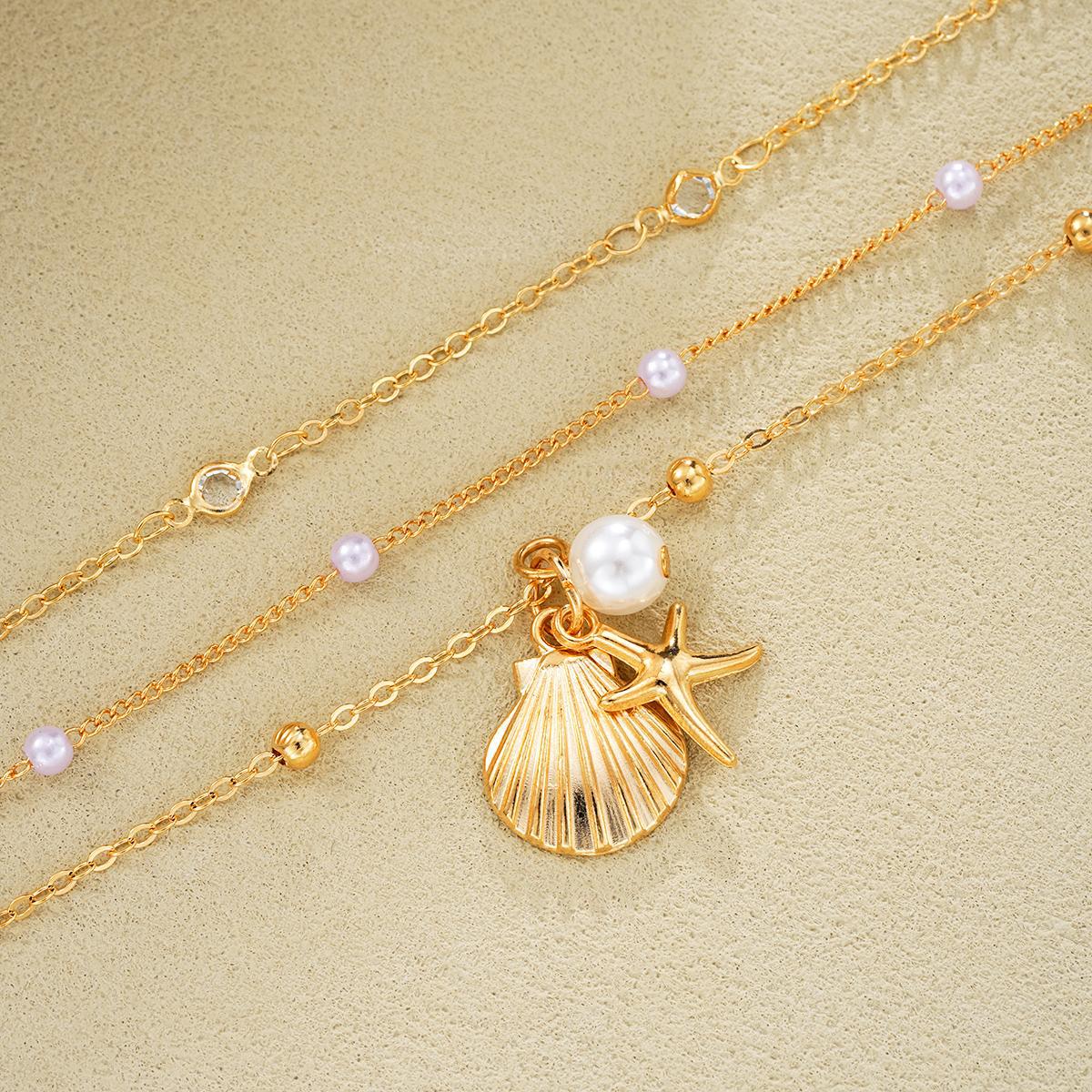 Gold-Plated Shell & Pearl Necklace