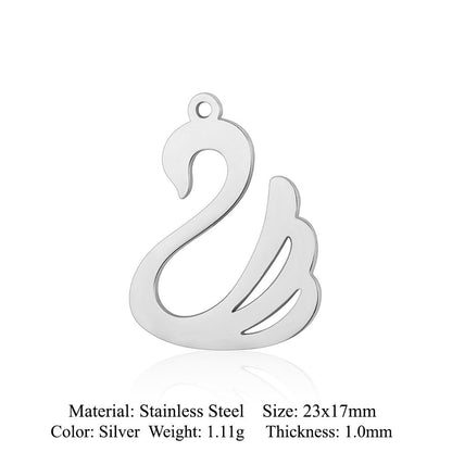 5 pcs/titanium steel pendant swan elephant gecko dolphin